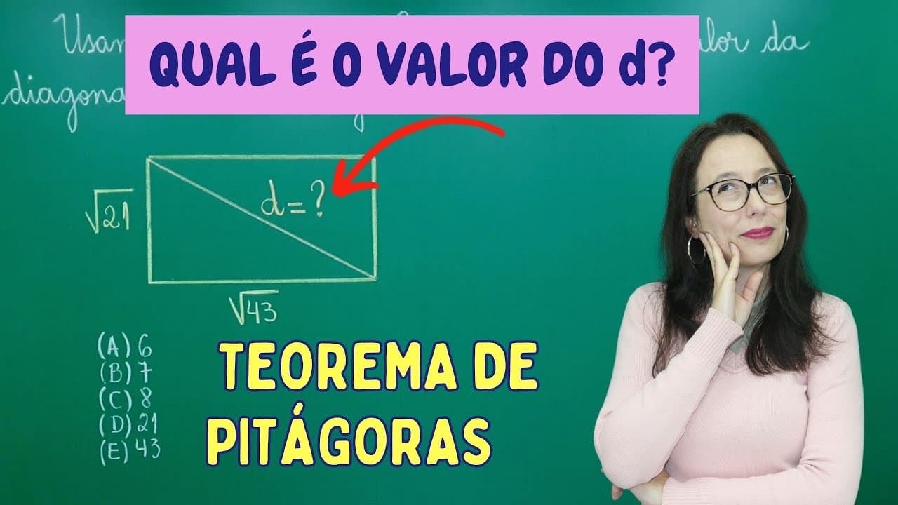Thumbnail: TEOREMA DE PITÁGORAS - EXERCÍCIO - Professora Angela Matemática