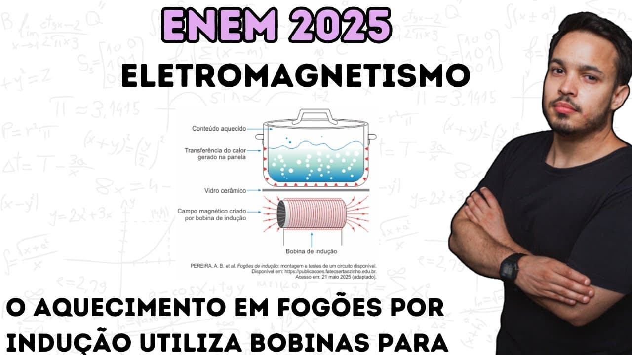 Thumbnail: ENEM 2025 - O aquecimento em fogões por indução utiliza bobinas para produzir um campo magnético