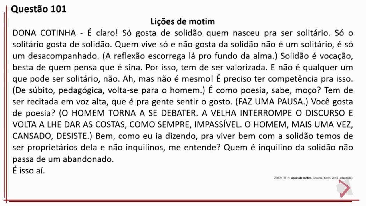 Thumbnail: ENEM 2016 - Questão 101 - Linguagens, códigos e suas tecnologias (ref. prova cinza)