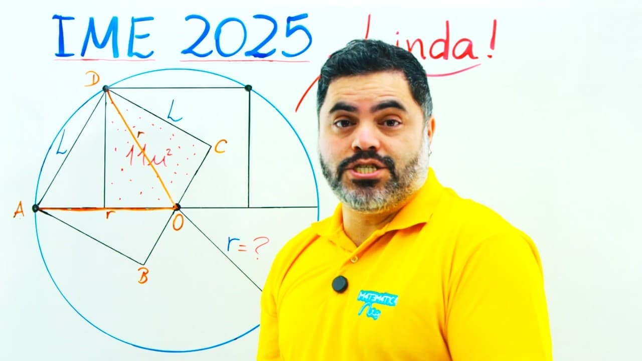 Thumbnail: Geometria no IME 2025: Medida do RAIO DA CIRCUNFERÊNCIA = ??? (Sai por Semelhança de Triângulos)
