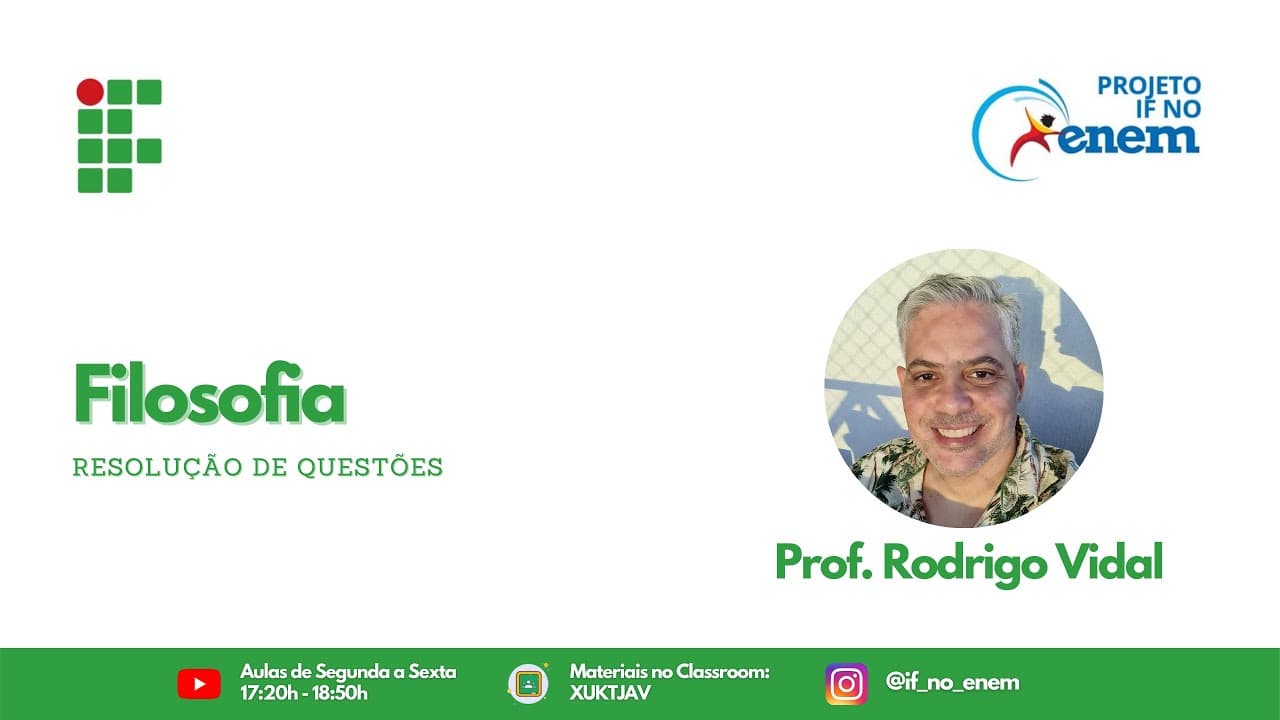 Thumbnail: Filosofia com Prof. Rodrigo Vidal (22/07) - Resolução de Questões