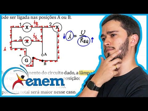 Thumbnail da aula: ENEM 2014 - Um sistema de iluminação foi construído com um circuito de três lâmpadas iguais conectad