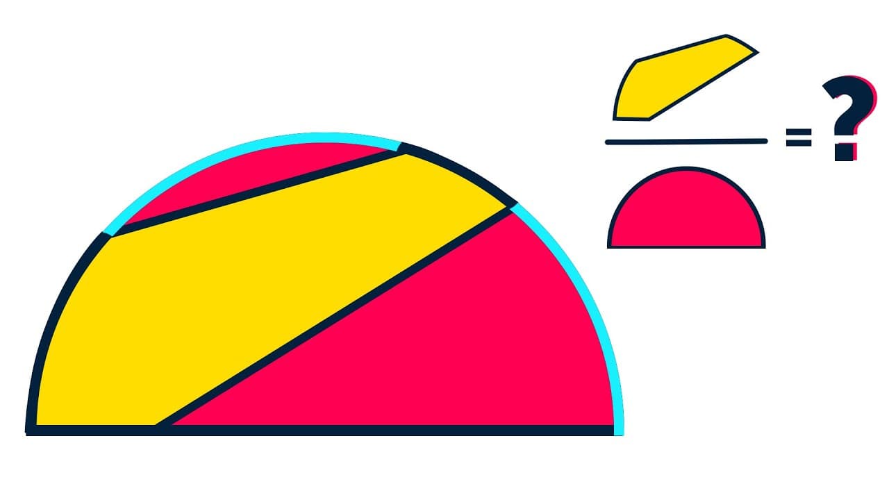Thumbnail: Qual é a razão entre a ÁREA amarela e a área do SEMI-CÍRCULO? | Geometria Plana