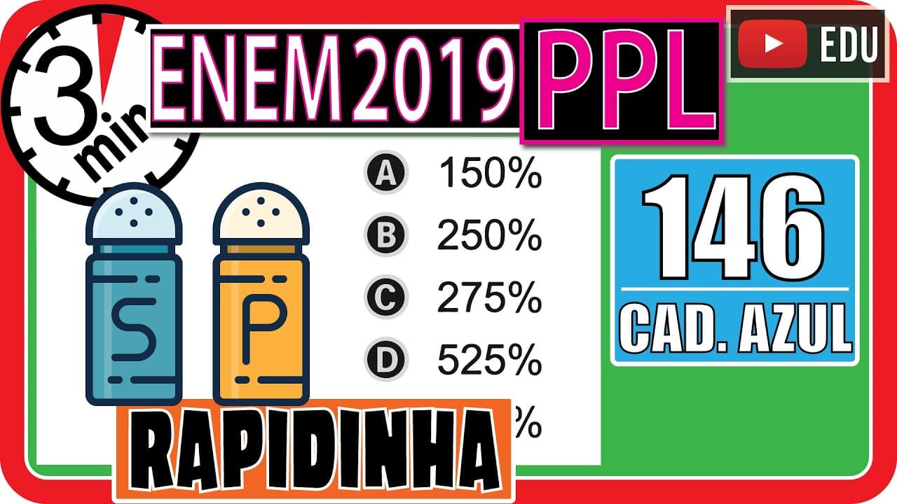 Thumbnail: 🏃 ENEM 2019 PPL 👉 REGRA DE TRÊS RAPIDINHA - A ingestão de sódio no Brasil, que já é normalmente