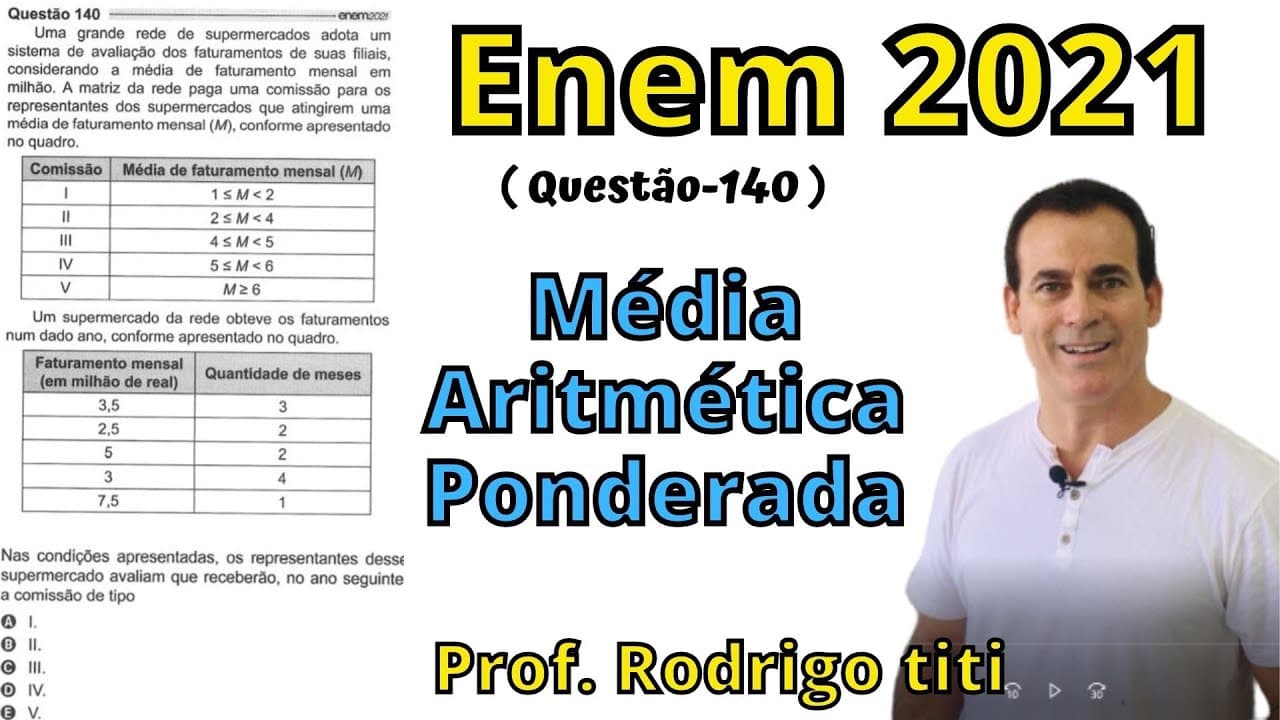 Thumbnail: ENEM 2021 - Questão 140- Uma grande rede de supermercados adota um sistema de avaliação dos fat...
