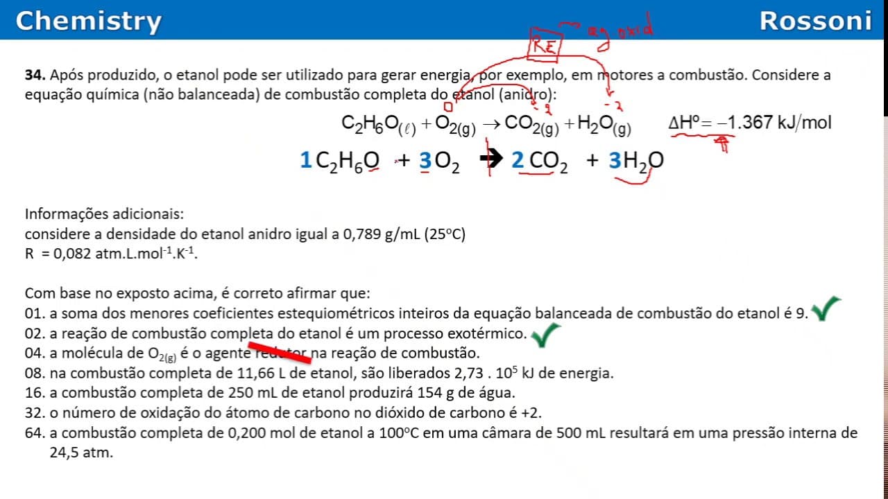 Thumbnail: UFSC 2018-1 Q34 - Combustão do etanol