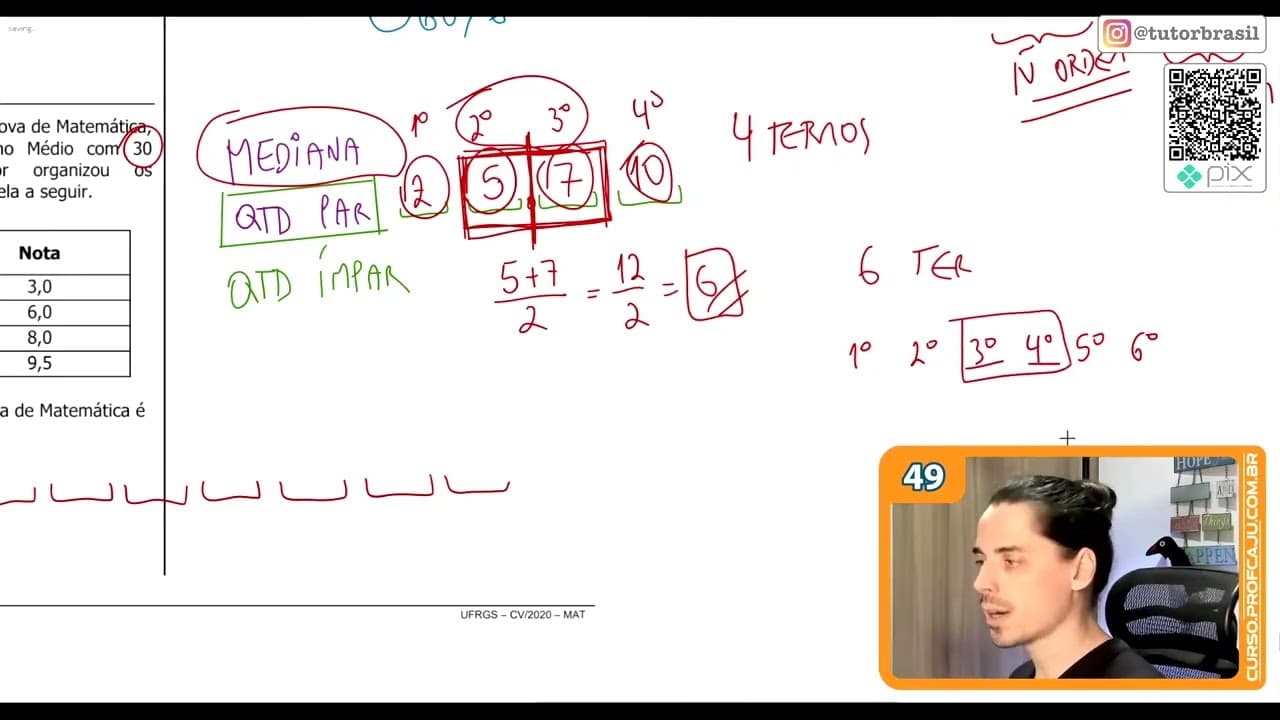 Thumbnail: [UFRGS 2020] 49 - Após a aplicação de uma prova de Matemática, em uma turma de Ensino Médio com