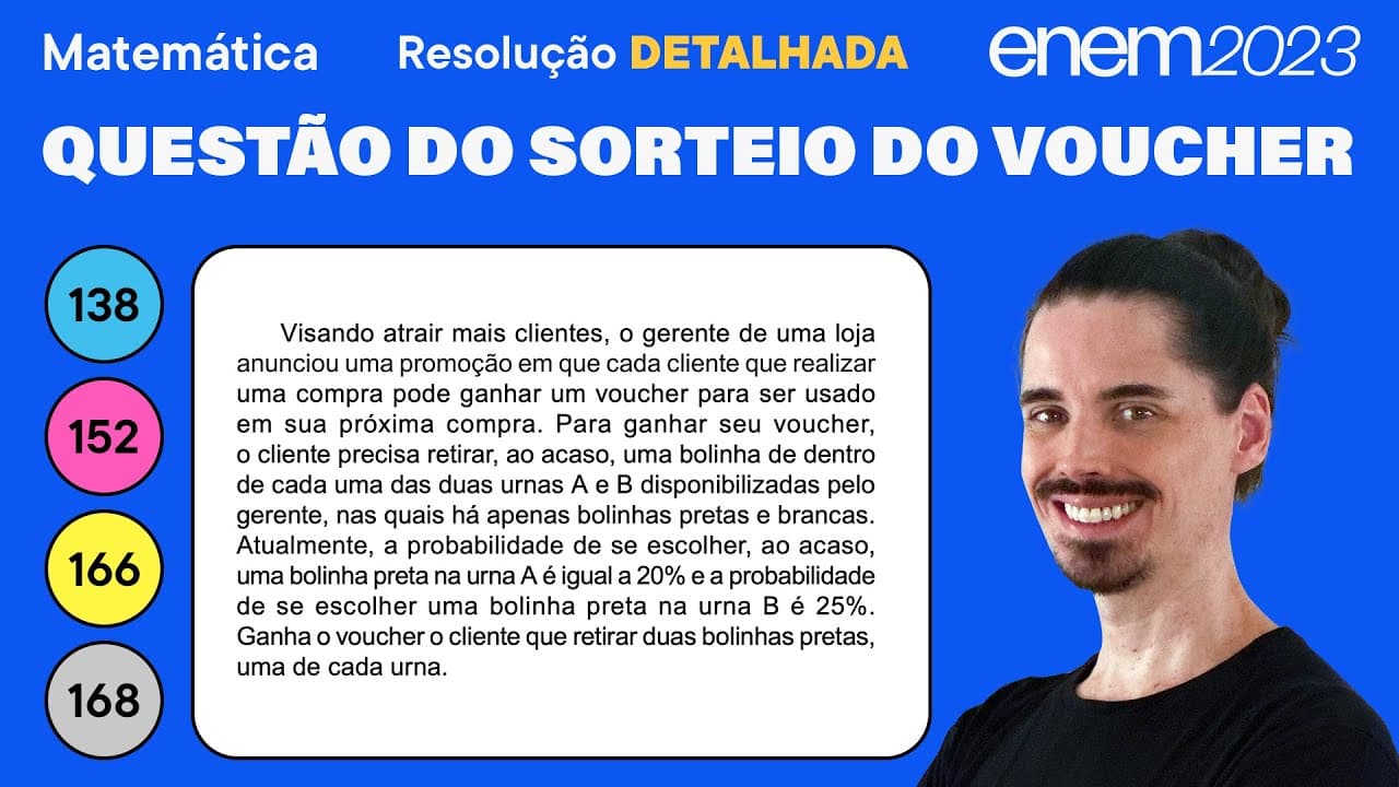Thumbnail: 🔵 Questão do sorteio do voucher: ENEM 2023 Matemática (Detalhada) - Probabilidade