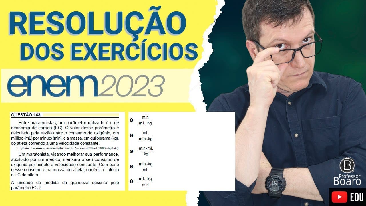 Thumbnail: ENEM 2023 - RESOLUÇÃO dos EXERCÍCIOS - (ENEM 2023 - 143 - Caderno AMARELO) Entre maratonistas, um