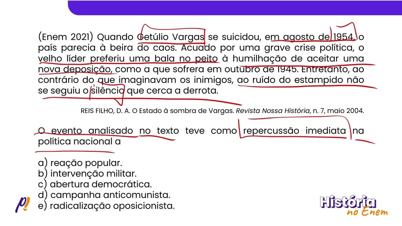 Thumbnail: ENEM 2021 - PRIMEIRA REPÚBLICA. A ERA VARGAS| Quando Getúlio Vargas se suicidou, em agosto...