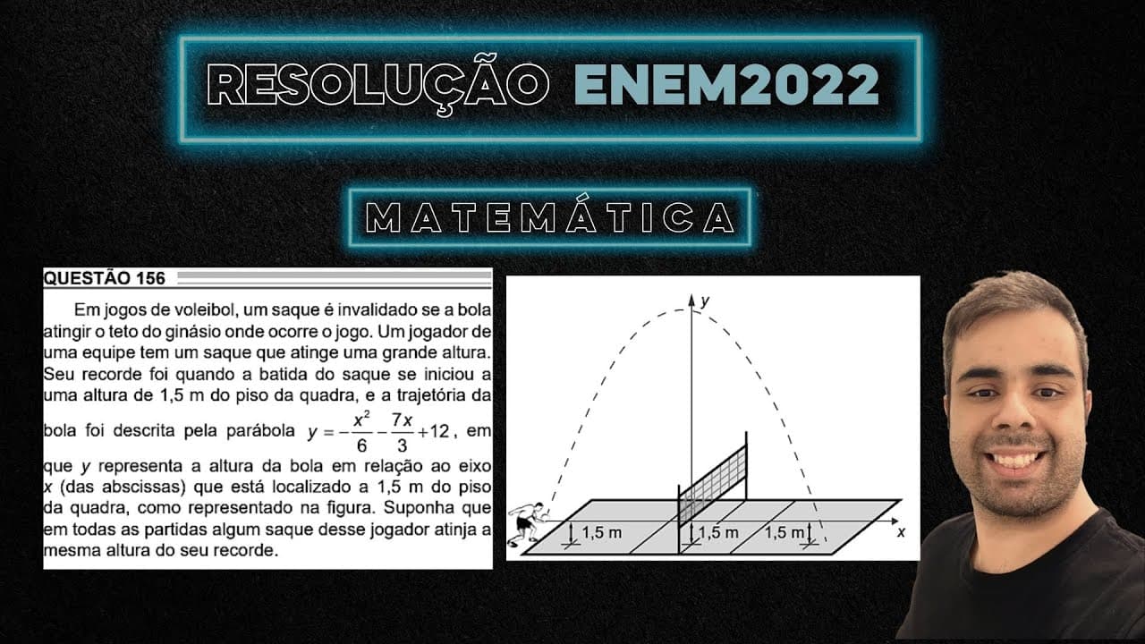 Thumbnail: ENEM 2022 Em jogos de voleibol um saque é invalidado se a bola atingir o teto do ginásio onde ocorr