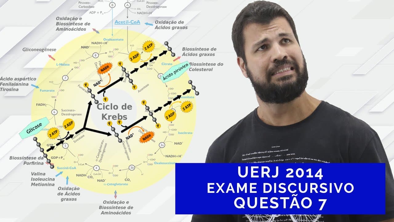 Thumbnail: MÓDULO: BIOQUÍMICA - RESPIRAÇÃO AERÓBICA - RESOLUÇÃO DE QUESTÃO DISCURSIVA - UERJ 2014 - QUESTÃO 7