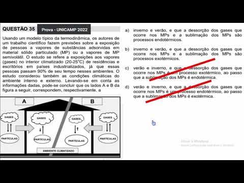 Thumbnail da aula: (Unicamp 2022) Questão 35. Usando um modelo típico da termodinâmica, os autores...