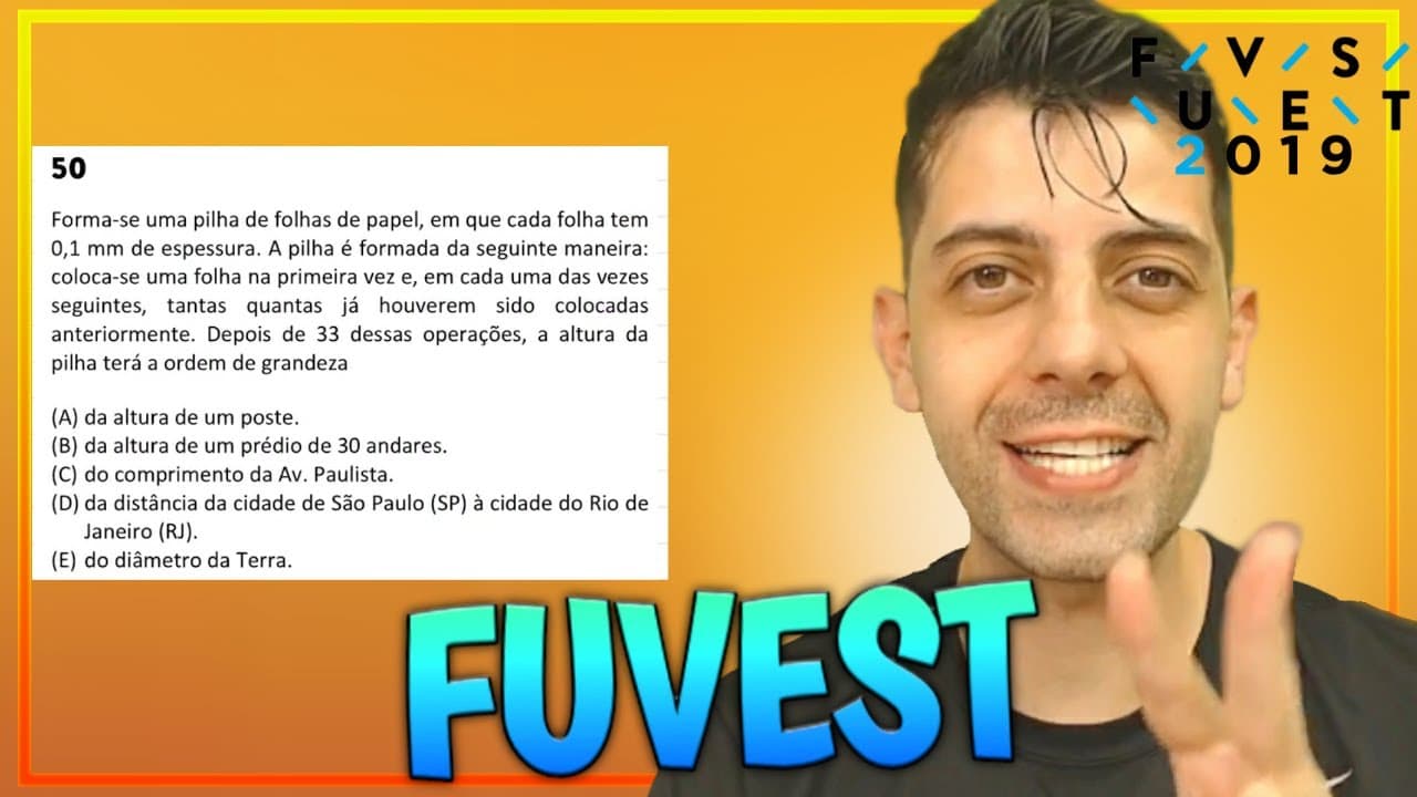 Thumbnail: FUVEST 2019 - Q50 Mat - Forma‐se uma pilha de folhas de papel, em que cada