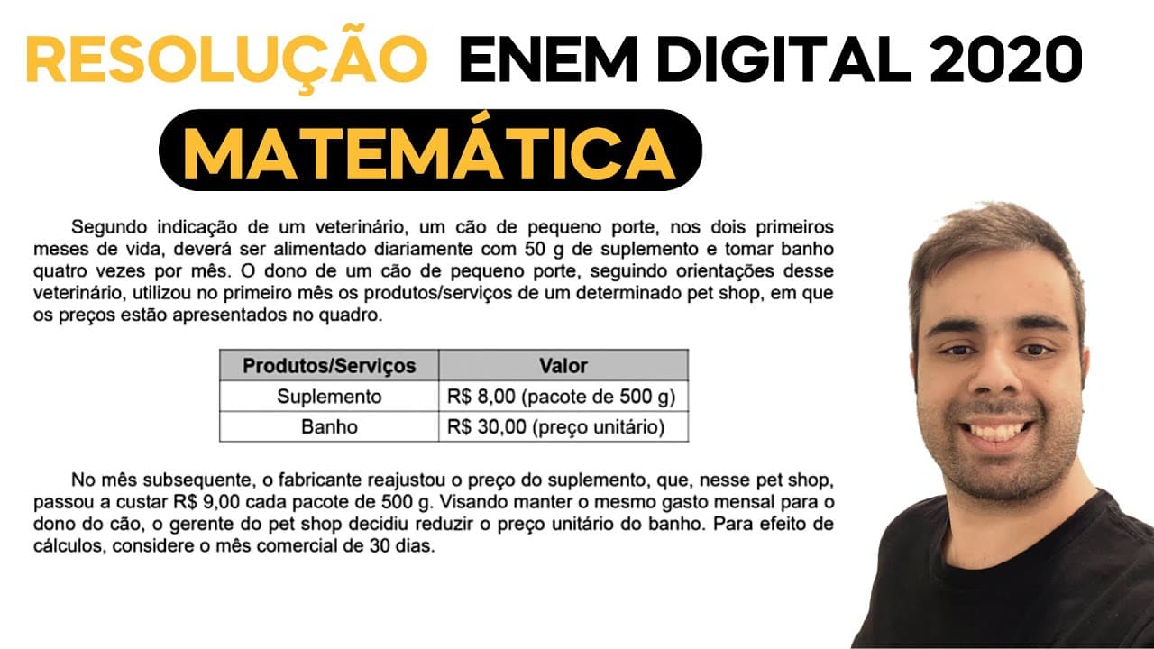 Thumbnail: ENEM DIGITAL 2020 - Segundo indicação de um veterinário, um cão de pequeno porte, nos dois primeiros