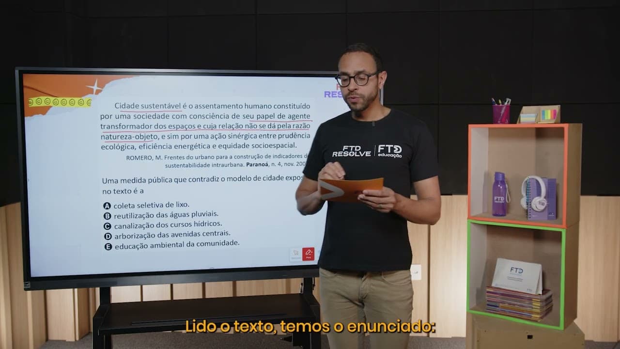 Thumbnail: Enem 2025 - Cidade sustentável é o assentamento humano