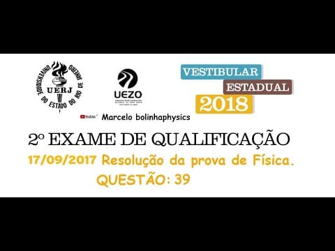 Thumbnail da aula: Resolução da prova de FÍSICA – 2° EXAME DE QUALIFICAÇÃO – UERJ 2018. Questão 39.