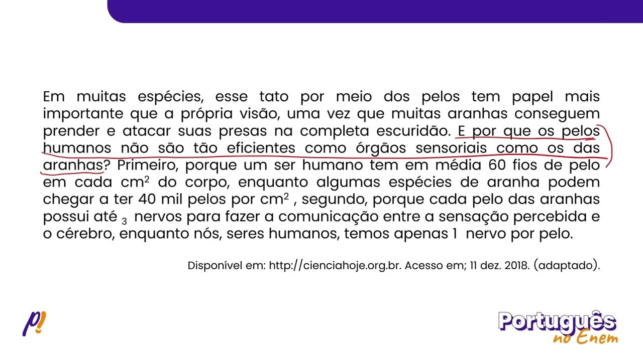 Thumbnail: ENEM 2019 - ESTUDOS DO TEXTO | A ciência do Homem-Aranha. Muitos dos superpoderes do...