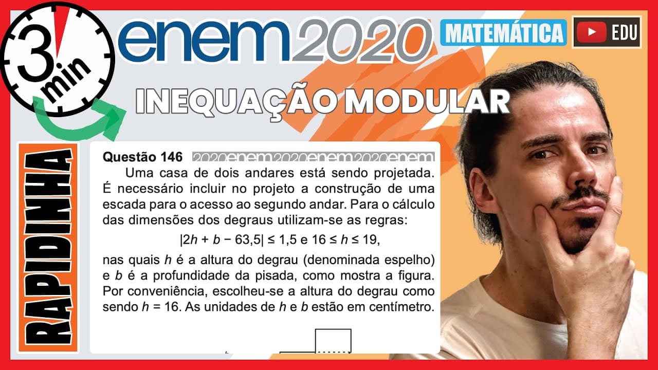 Thumbnail: 🏃‍♂️ [ENEM 2020] 146 📘 INEQUAÇÃO MODULAR Uma casa de dois andares está sendo projetada. É necessário