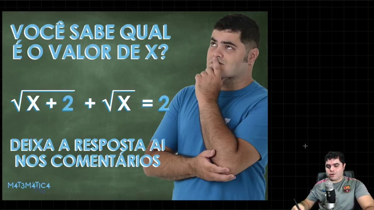 Thumbnail: 🤔 VOCÊ CONSEGUE RESOLVER ESSA EQUAÇÃO DIFÍCIL? 👉🏻 Equação Envolvendo Raiz Quadrada