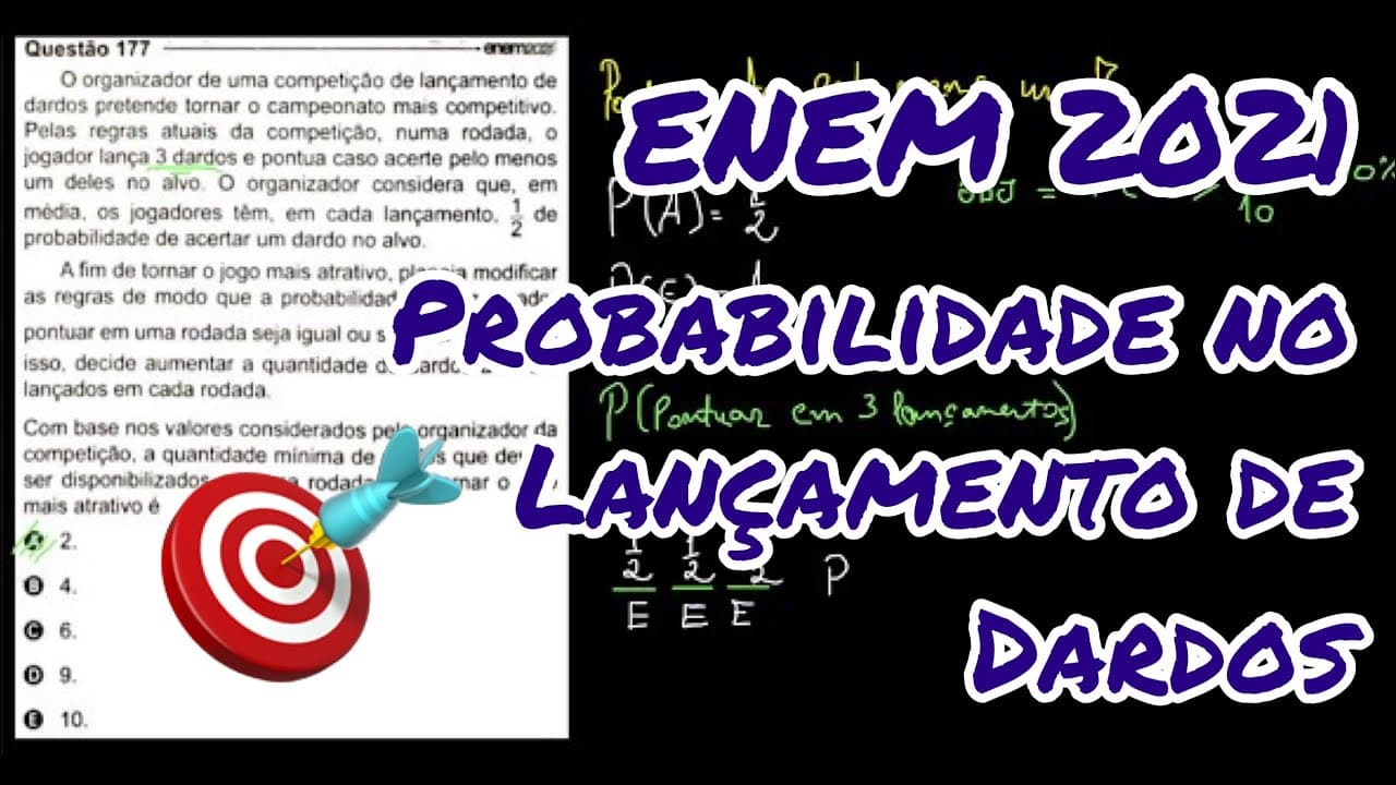 Thumbnail: ENEM 2021 - DIFÍCIL: Probabilidade no Lançamento de Dardos