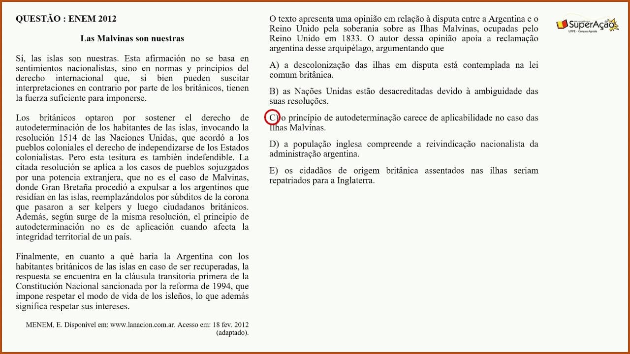Thumbnail: Espanhol - Aula 13 - Questões do Enem 12