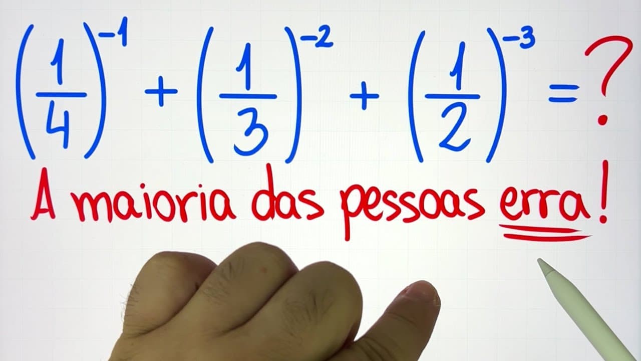 Thumbnail: 🤯 MATEMÁTICA BÁSICA DESBUGADA - A maioria ERRA essa adição de frações com expoente negativo!