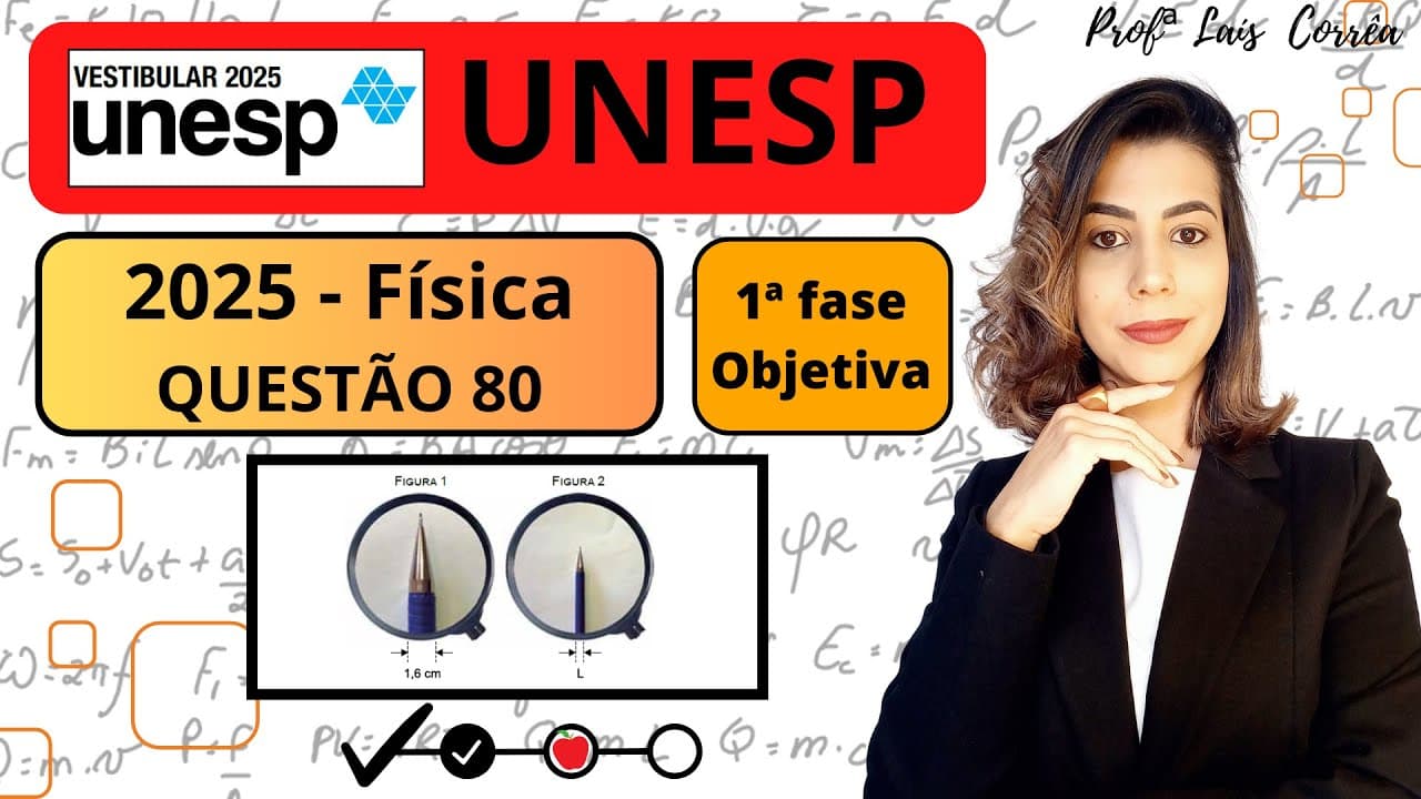 Thumbnail: 🟠 FÍSICA / UNESP 2025 / 1ª  FASE/ QUESTÃO 80 /As figuras mostram duas imagens, da mesma lapiseira...