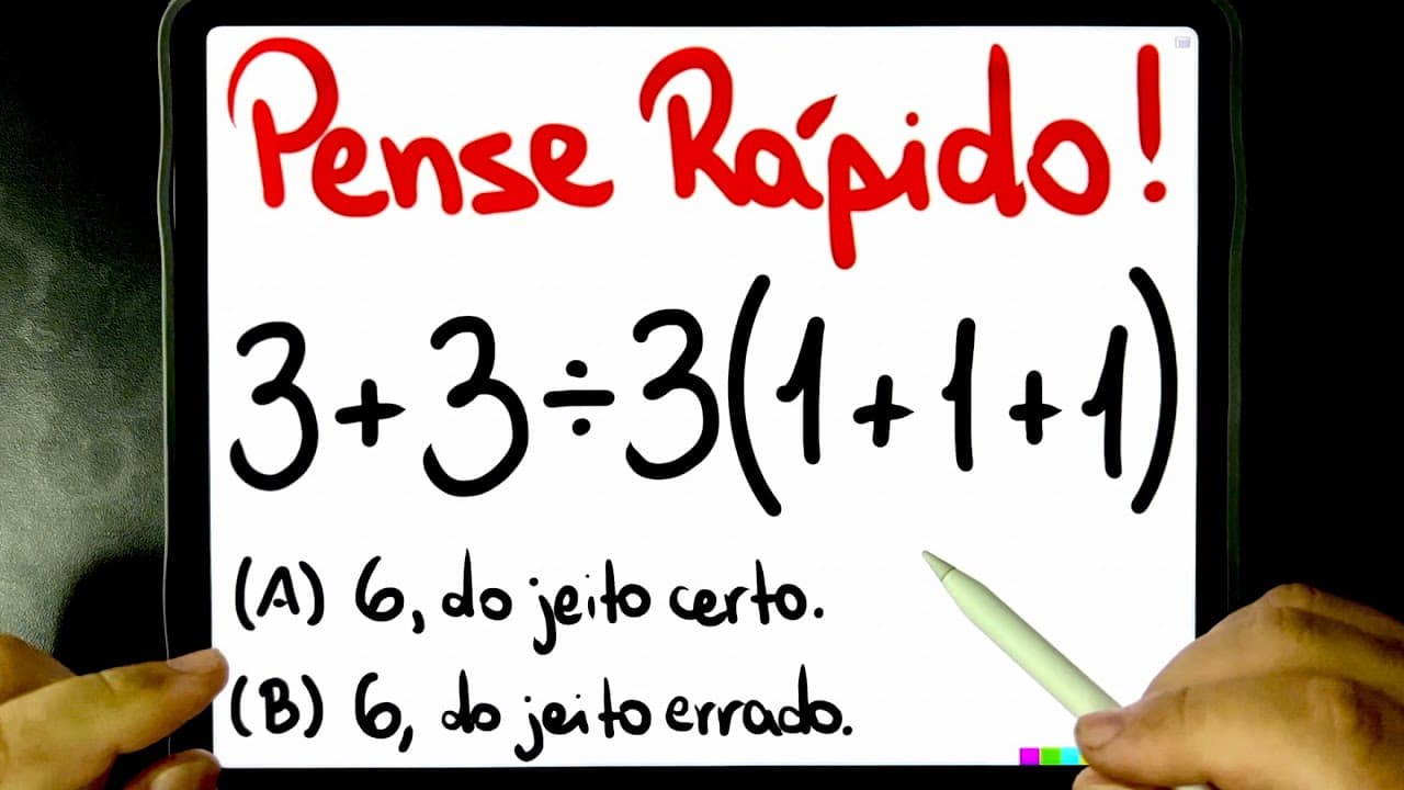 Thumbnail: 🔥 FAÇA ASSIM para resolver DO JEITO CERTO a essa EXPRESSÃO NUMÉRICA com ORDEM DAS OPERAÇÕES PEMDAS