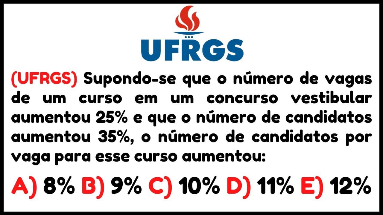 Thumbnail: 📚 PORCENTAGEM E RAZÃO | UFRGS | MATEMÁTICA BÁSICA