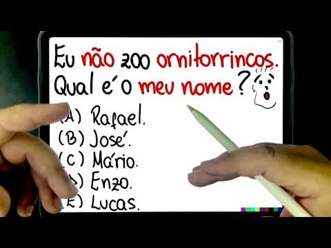 Thumbnail da aula: 🔥 Isso é RACIOCÍNIO LÓGICO? 🤔 Se EU NÃO ZOO ORNITORRINCOS, então QUAL É O MEU NOME? Você consegue?