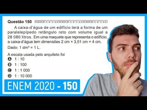 Thumbnail da aula: 🛑Questão 150 Enem 2020 - Resolução Passo a Passo -  A caixa-d’água de um edifício terá a forma.