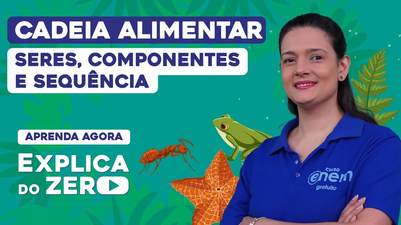 Thumbnail: CADEIA ALIMENTAR: seres, componentes e sequência | Biologia | Explica do Zero | Cláudia  Aguiar
