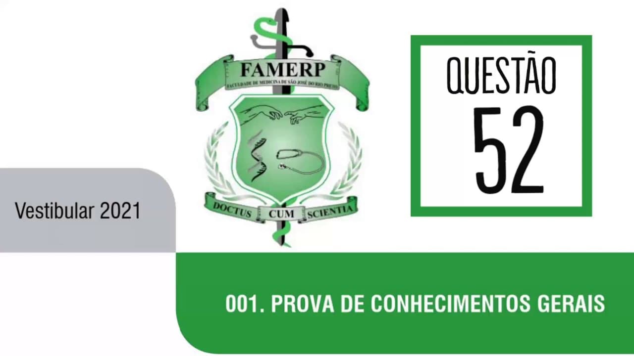 Thumbnail: Famerp 2021 | Primeiro Dia | Questão 52 | Química