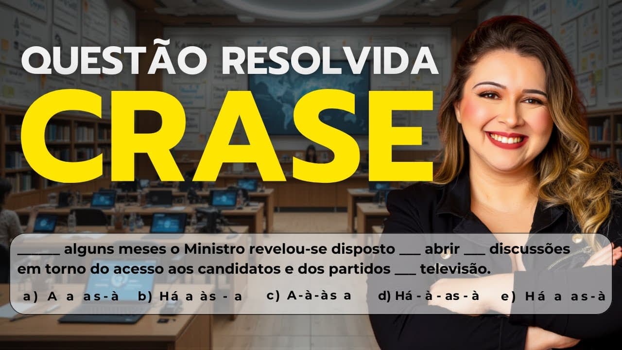 Thumbnail: CRASE: EXERCÍCIO RESOLVIDO - Professora Pamba