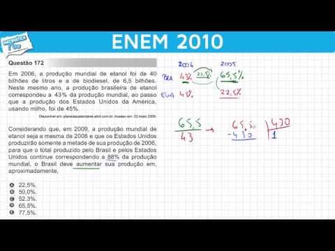 Thumbnail da aula: ENEM 2010 Matemática #37 - Porcentagem e Produção de Etanol