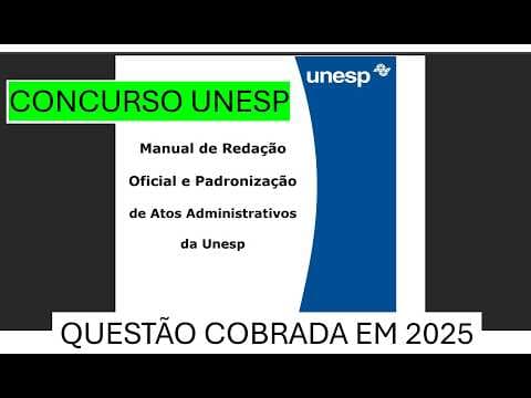 Thumbnail da aula: COMO ESTUDAR O MANUAL DE REDAÇÃO DA UNESP- QUESTÃO DE PROVA DE CONCURSO 2025