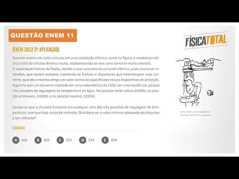 Thumbnail da aula: Lista ENEM Questão 11 Chuveiro Elétrico e Disjuntor