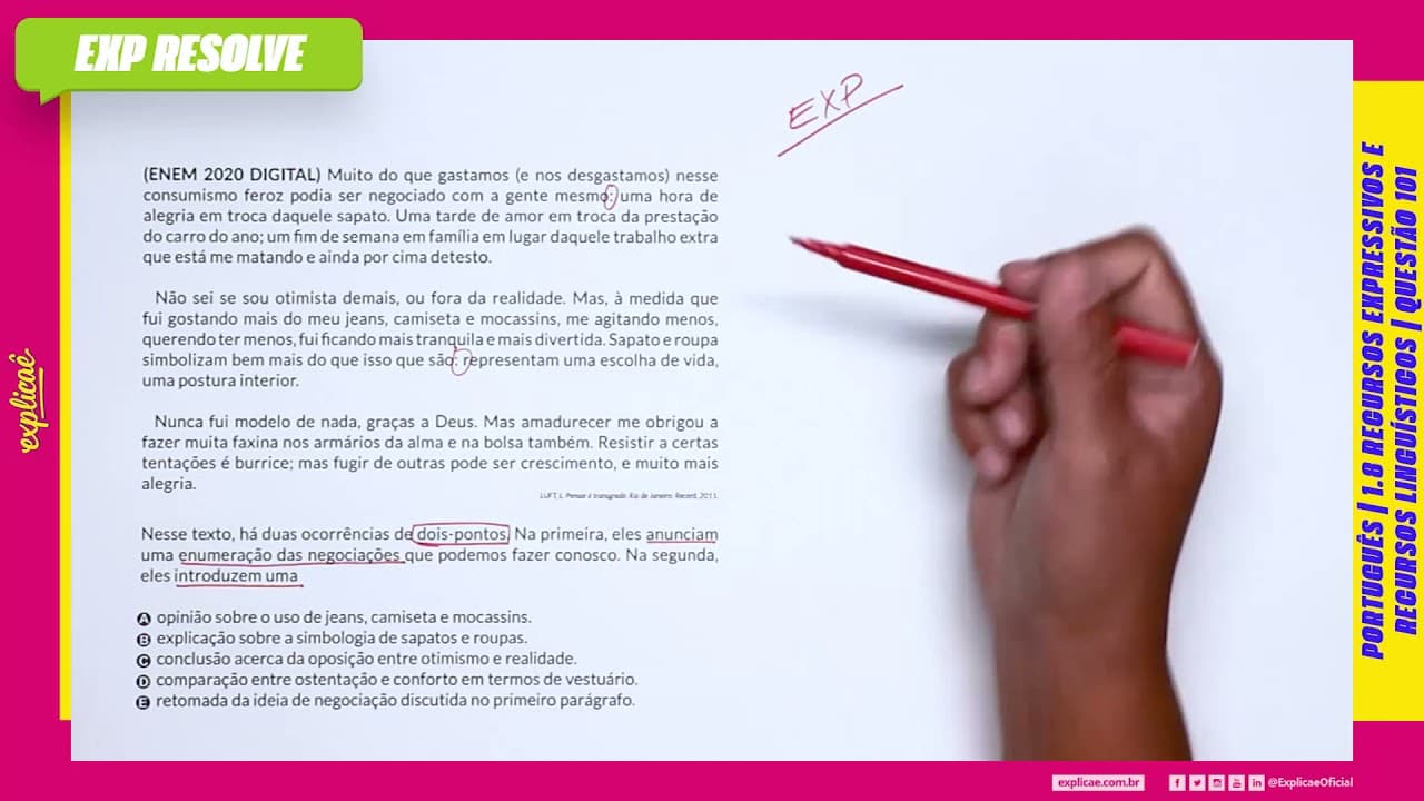 Thumbnail: MUITO DO QUE GASTAMOS (E NOS DESGASTAMOS) NESSE(...) | RECURSOS EXPRESSIVOS E RECURSOS LINGUÍSTICOS