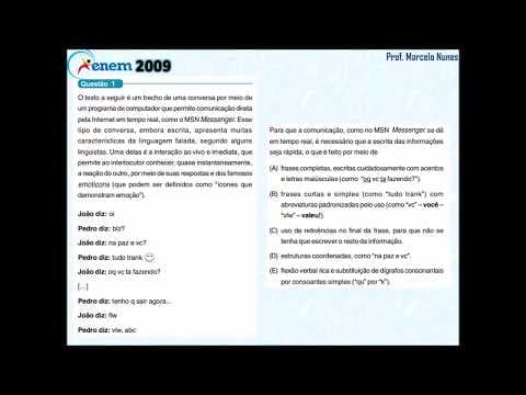 Thumbnail da aula: Enem 2009 (vazada): variação linguística (internetês).