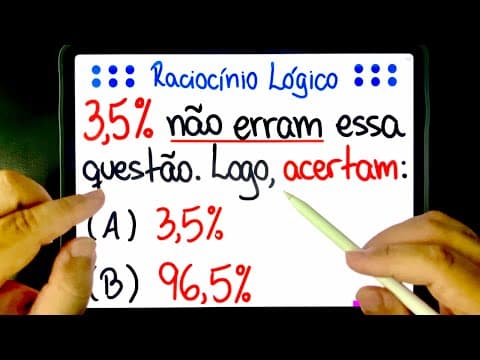 Thumbnail da aula: 🔥 PERCENTUAL COM RACIOCÍNIO LÓGICO BUGANTE que você COM CERTEZA VAI ERRAR! Você consegue resolver?