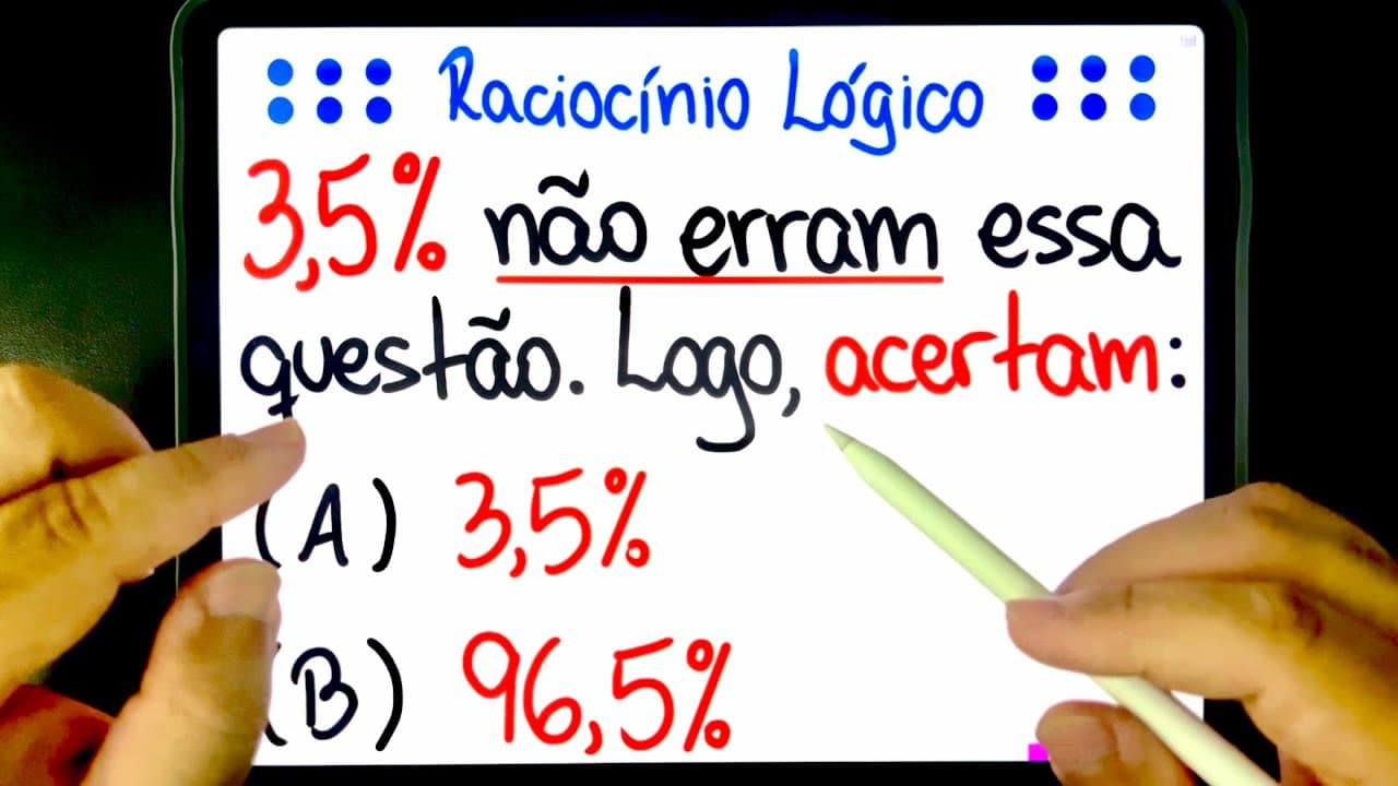 Thumbnail: 🔥 PERCENTUAL COM RACIOCÍNIO LÓGICO BUGANTE que você COM CERTEZA VAI ERRAR! Você consegue resolver?