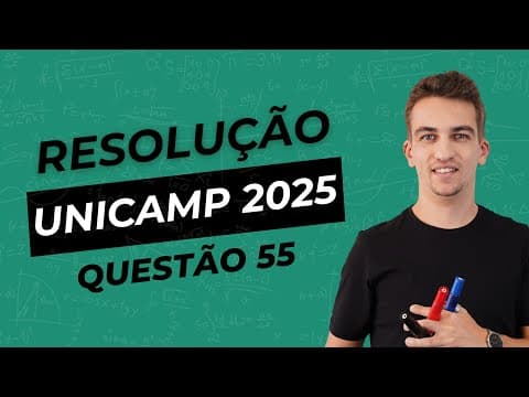 Thumbnail da aula: UNICAMP 2025 - QUESTÃO 55 - A  figura a seguir mostra um triângulo ABC que contém dois quadrados em