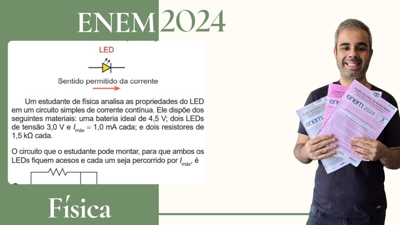 Thumbnail: ENEM 2024 - O LED é um dispositivo eletrônico que conduz corrente elétrica em um único sentido