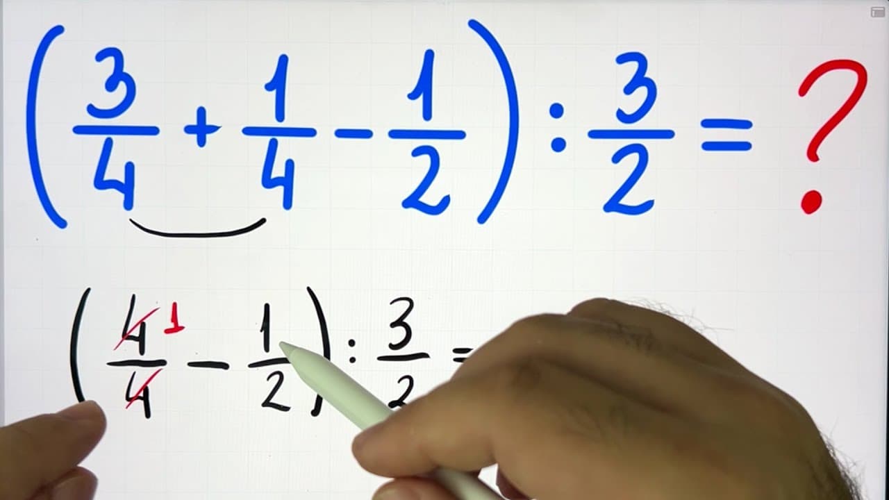 Thumbnail: 🤯 MATEMÁTICA BÁSICA DESBUGADA - (3/4 + 1/4 - 1/2) ÷ 3/2 = ??? Expressão bugante com fração