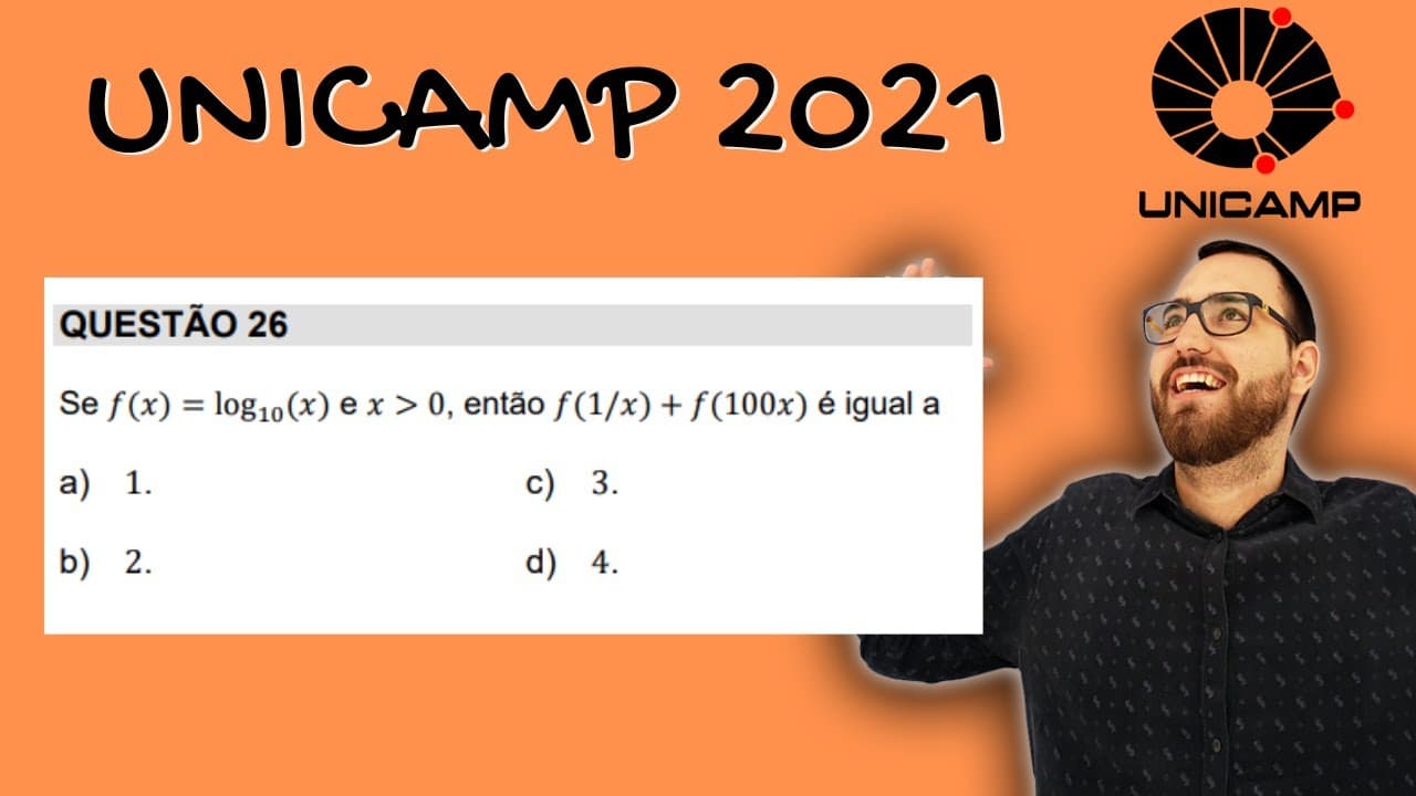 Thumbnail: UNICAMP 2021 MATEMÁTICA - Se f(x)=logx e x é maior que 0