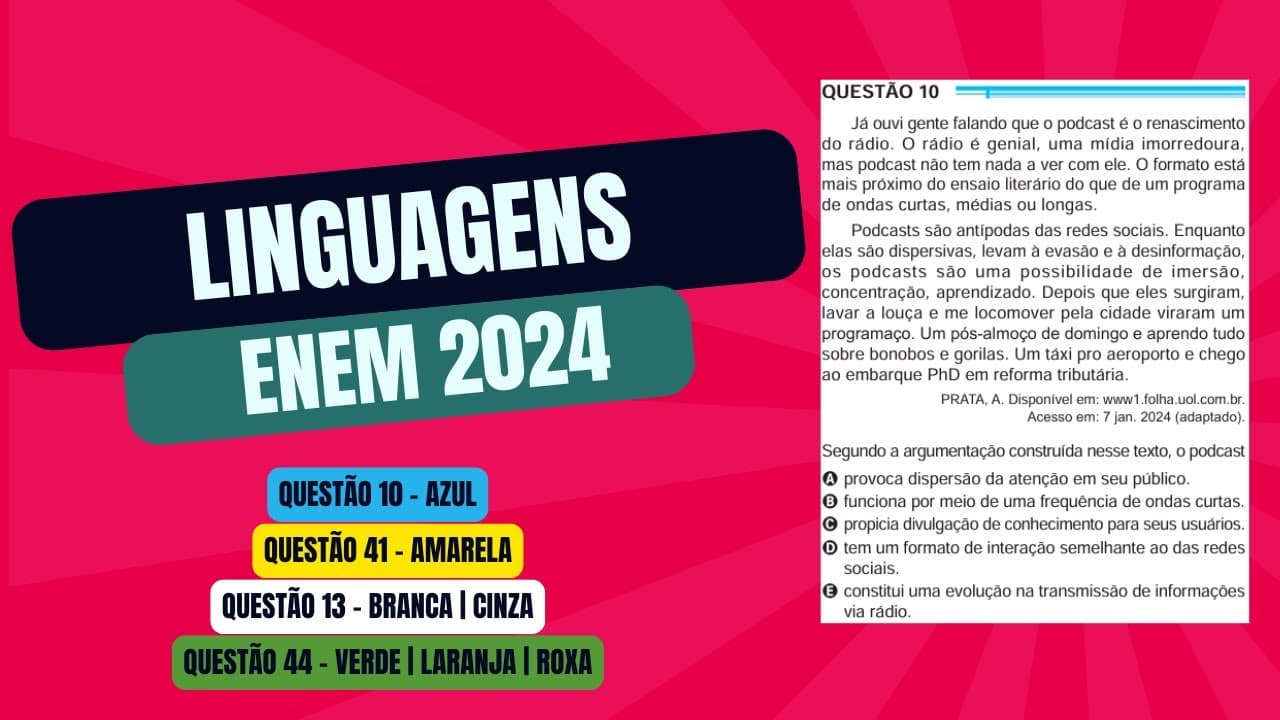 Thumbnail: Resolução questão 10 (PROVA AZUL) | Linguagens ENEM 2024