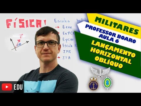 Thumbnail da aula: LANÇAMENTO HORIZONTAL e LANÇAMENTO OBLÍQUO - MILITARES - Professor Boaro - Aula 6