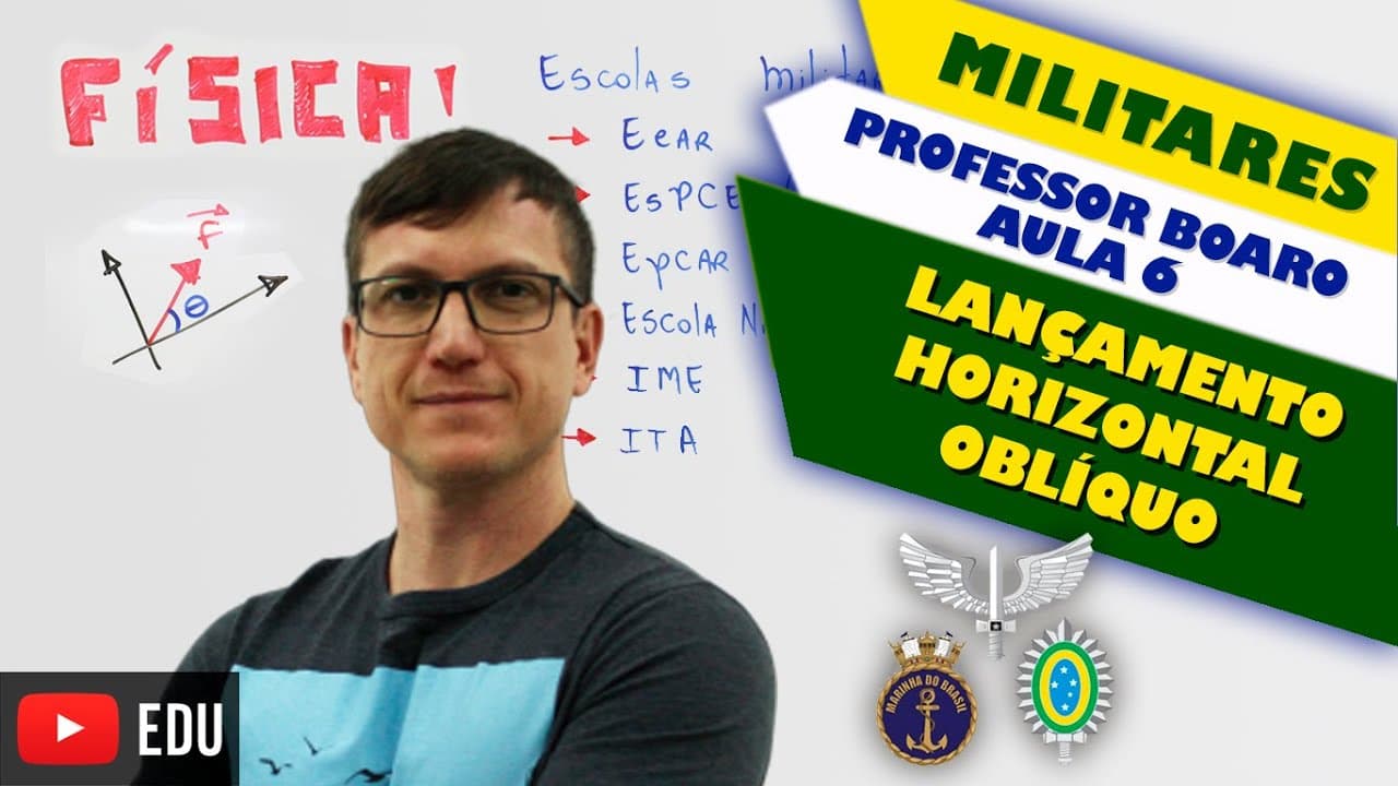 Thumbnail: LANÇAMENTO HORIZONTAL e LANÇAMENTO OBLÍQUO - MILITARES - Professor Boaro - Aula 6