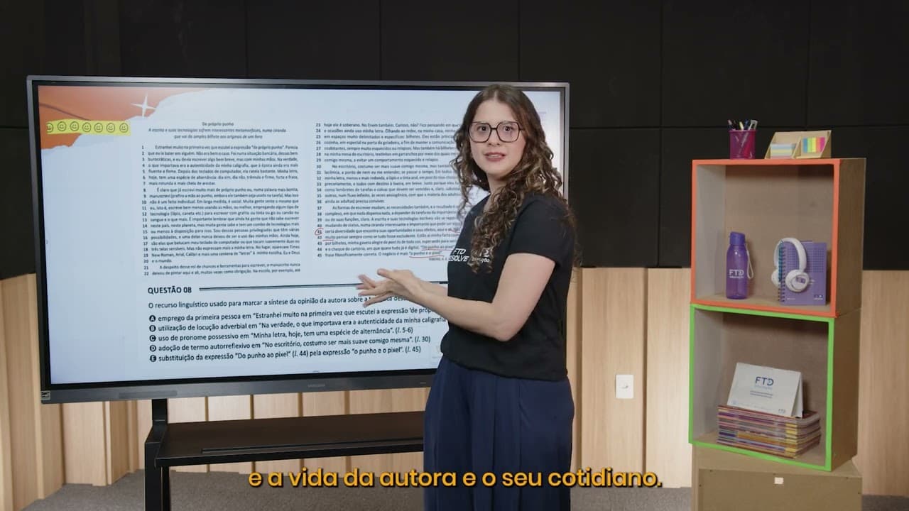 Thumbnail: Enem 2025 - O recurso linguístico usado para marcar